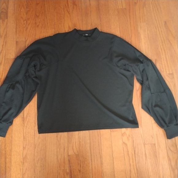 Zara Black Mock turtleneck Oversized Crop Top S - Picture 3 of 13